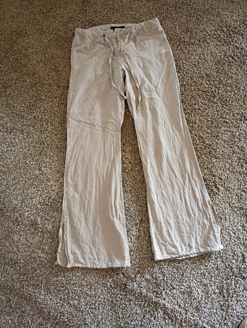 Express 100 percent Linen Light Beige Wide Leg Pants
